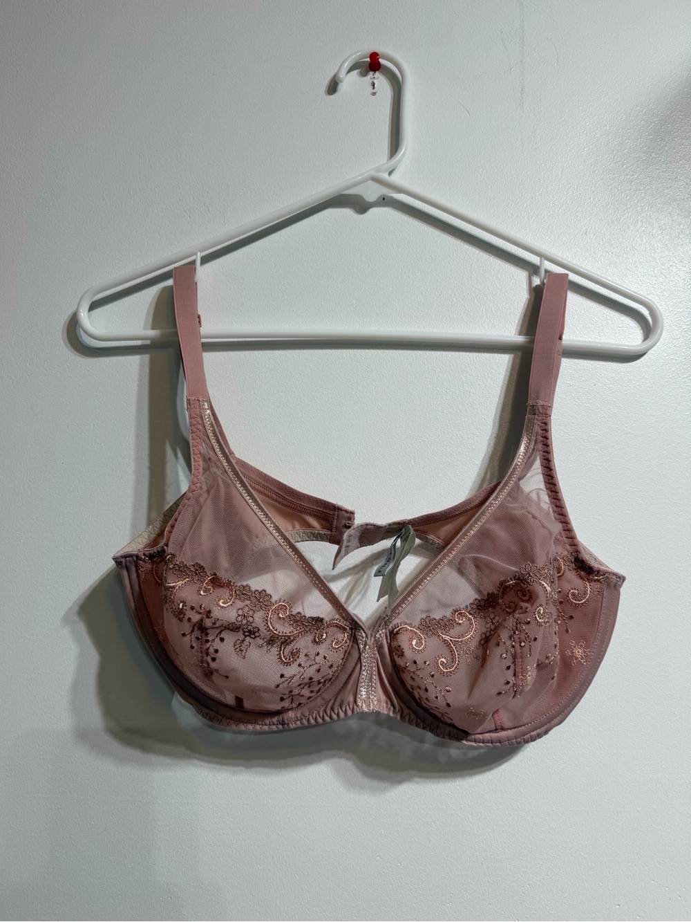 Simone Pérèle Pink Embroidered Sheer Full Cup Bra Size 34D (FR 90D)